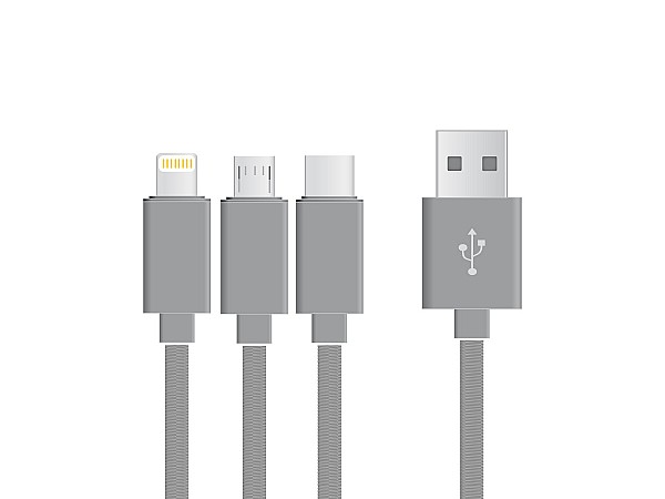 Langes Ladekabel Textil 3in1