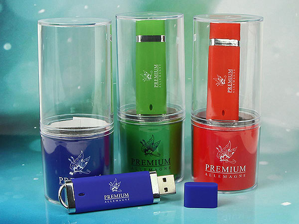 Präsentationsbox transparent mit USB-Stick