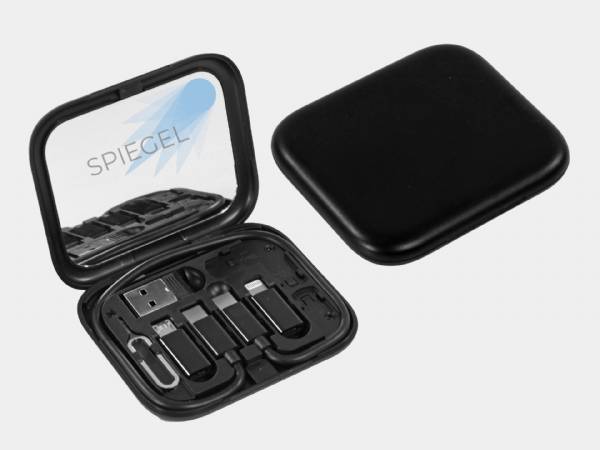 Adapter Set Spiegel für unterwegs als Kundengeschenk mit Logo