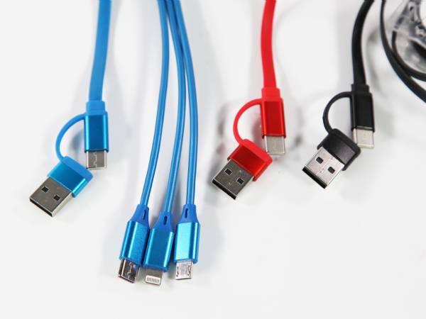 Dual-Input Type C Ladekabel 3fach - Roll Up