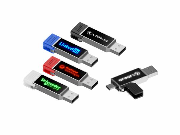 Dual LED USB-Stick aus Metall mit Leuchteffekt für Ihr Logo 
