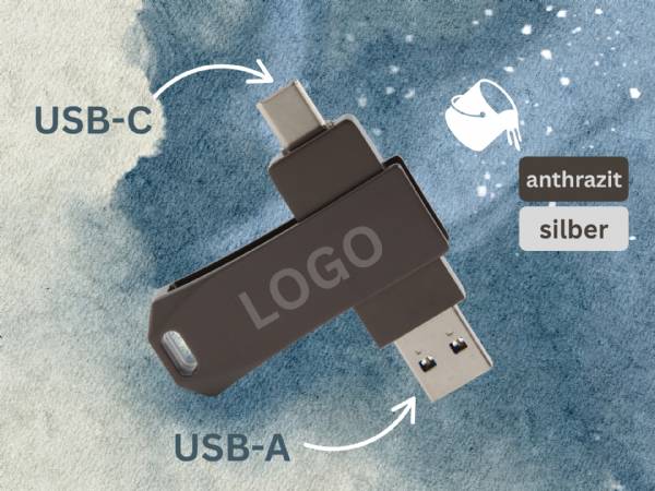 USB-Stick MetalDrive Pro Duo L mit Typ-C + A bedruckbar