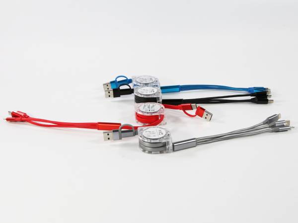Dual-Input Type C Ladekabel 3fach - Roll Up