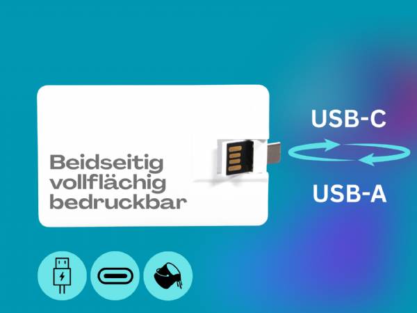 USB Duo Visitenkarte Typ C mit Ihrem Logo bedruckt
