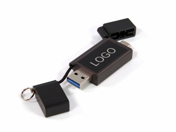USB-Stick mit flexiblem Gehäuse und Platz für ein individuell bedruckbares Logo zur Werbeverbreitung.