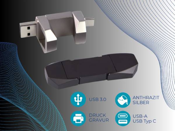 USB-Stick MetalDrive Pro Protect mit Typ-C + A bedruckbar