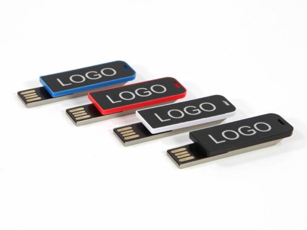 USB-Sticks in verschiedenen Farben mit Platz für eine individuelle Logo-Bedruckung zur personalisierten Werbung.