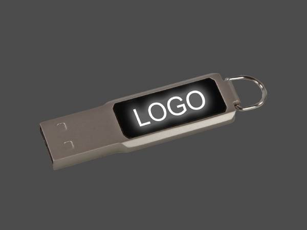 LED USB-Stick aus Metall mit Leuchteffekt, idealer Werbeartikel