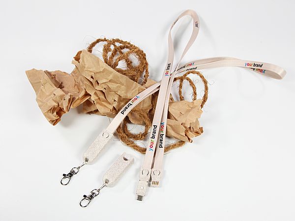 3-in-1 Lanyard Ladekabel - Wheatstraw