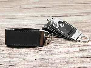 Leder Highspeed USB Stick schwarz logo JPG