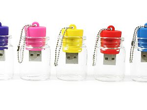 usb flaschenpost bottle bunt farben logo werbegeschenk