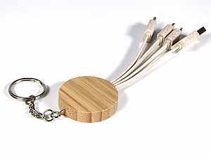 full eco ladekabel bio kunststoff holz natur schluesselanhänger rund