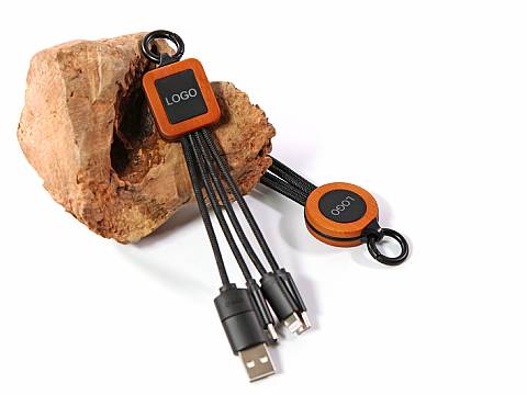 Multi 3-in-1 Kabel Holz LED - Einzigartiges Werbegeschenk für Technologie-Unternehmen