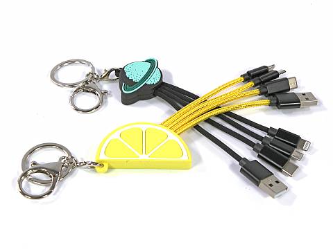 Multi-Ladekabel Micro iPhone Type C mit Textilummantelung, Adapterkabel mit individuellem Endstück