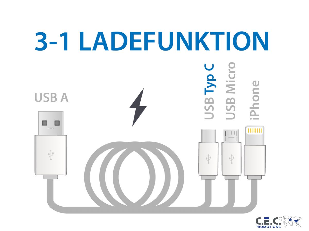 3-in-1 Lanyard Ladekabel