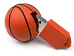 USB-Stick in Form eines Basketballs, der sich im oberen Teil öffnen lässt, ideal für personalisierte Werbung.