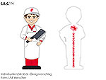 Individueller USB-Stick in Form einer Menschenfigur, ideal für Werbezwecke im Fleischereibereich.