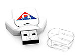 USB-Stick im sportlichen Design mit individuellem Logo-Bereich und transparentem Schutzdeckel. Perfekt für Werbezwecke.