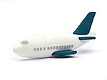 USB-Stick in Flugzeugform mit Platz für eine individuelle Logo-Gestaltung und auffälligem Design. Ideal für Reise- und Luftfahrt-Themen.