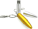 USB-Stick im Kugelschreiber-Design in Gold und Silber, ideal zum Bedrucken mit Firmenlogo für Werbezwecke.
