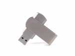 Drehbarer USB-Stick aus massivem Metall mit individueller Branding-Fläche für Logos und Beschriftungen.