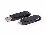USB-Stick mit doppeltem Anschluss, USB-A und USB-C, sowie Platz für individuelles Branding oder ein Firmenlogo.