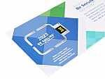 USB-Papierkarte mit integriertem USB-Stick, 2023 Be Secure® Benefits, auffälliger blauer Hintergrund.