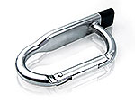 USB-Stick in Form eines Karabiners aus Metall, ideal für individuelle Logos und als praktisches Werbegeschenk.