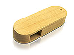 USB-Stick aus hellem Holz im ovalen Design, ideal für individuelle Logo-Drucke und als Werbemittel geeignet.