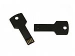 Schwarzer USB-Stick in Schlüssel-Design mit Platz für individuelles Branding und Logo-Druck. Praktisch und stilvoll.