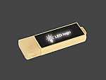 USB-Stick aus Weizenstroh mit beleuchtetem Logo-Bereich für individuelle Gestaltung und umweltfreundliche Werbung.