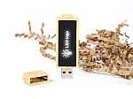 USB-Stick aus Weizenstroh mit LED-Anzeige und Platz für individuelle Logo-Gestaltung. Ökologisch und innovativ.