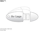 Individuell gestaltbarer ovaler USB-Stick mit Platz für ein personalisiertes Logo und moderner Form.