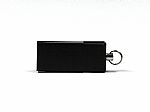 USB-Stick in schwarzem Gehäuse mit Schlüsselring, ideal für individuelle Logos und Werbezwecke.