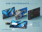 USB-Visitenkarte aus Kunststoff mit individuell bedruckbaren Vorder- und Rückseiten für Ihr Logo und Designs.