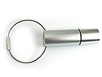 USB-Stick aus Aluminium mit Kabelring zur sicheren Befestigung und Platz für individuellen Druck.