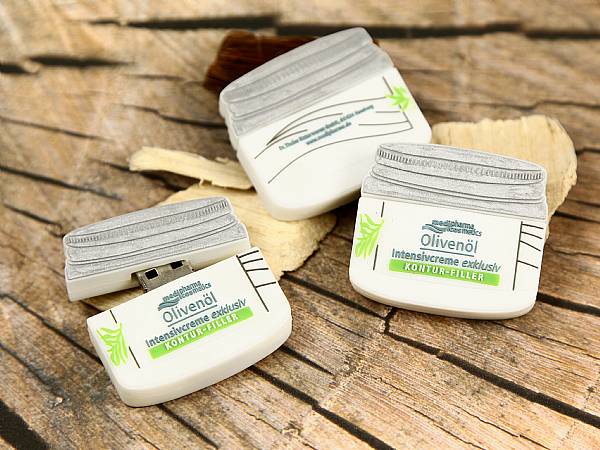 custom usb stick creme tiegel mit logo olivenöl kosmetic pharma