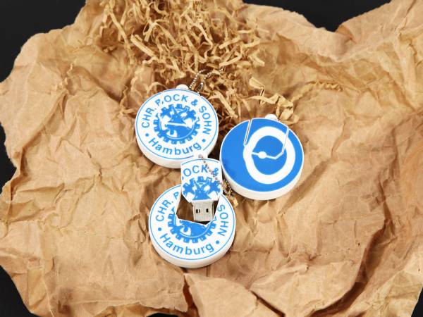 logo usb stick rund mit auszug kugelkette