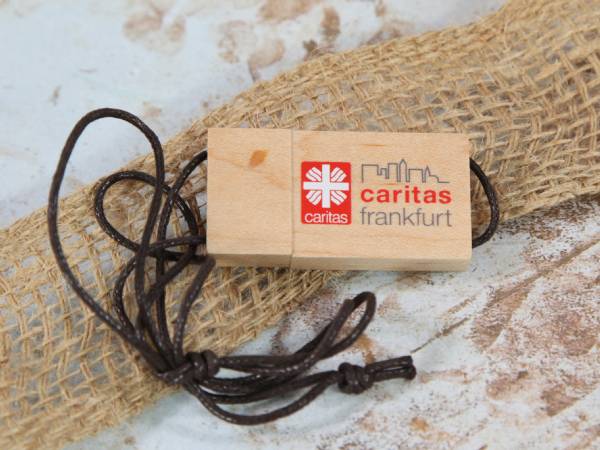 usb holz mit textilkordel natur hellbraun druck logo