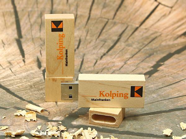 usb stick holz natur hell öko druck logo