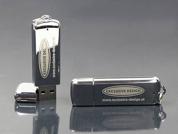 usb stick metall gravur schlicht edel glanz werbung