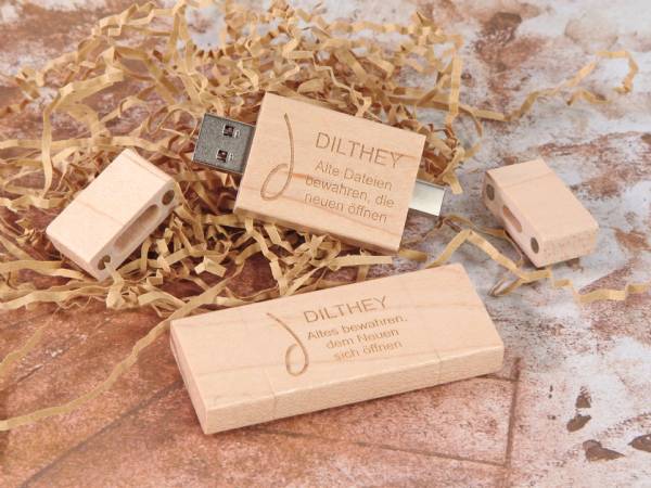 usb stick natureblock natur holz hellbraun gravur logo