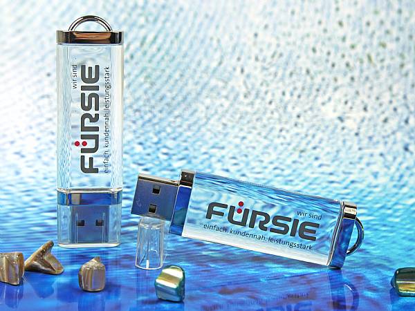 usb stick transparent schllicht kristall werbung logo