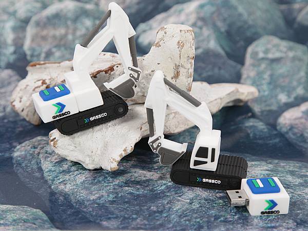 werbeartikel usb stick bagger mit logo gassco