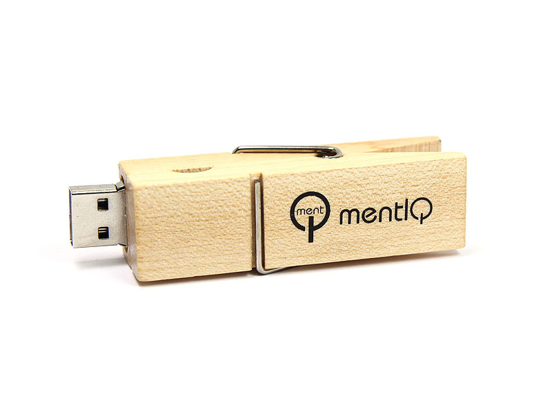 USB-Stick Holz Waesche-Klammer-22 braun, Holz.22