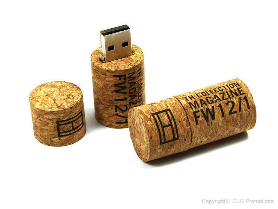 USB-Stick flash Korken hellbraun gravur logo hilfiger
