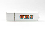 OBI USB-Stick mit Firmenlogo Werbegeschenk, deckel, Alu.07