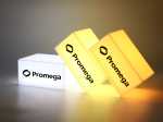 Leuchtboxen in verschiedenen Farben mit dem Logo von Promega, ideal für individuelle Werbung und Präsentationen.
