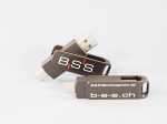 USB-Stick mit modernem Design, bedruckt mit dem Logo von B-S-S Baumanagement AG für individuelle Werbezwecke.