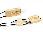 usb stick holz hell hellbraun lederband band logo